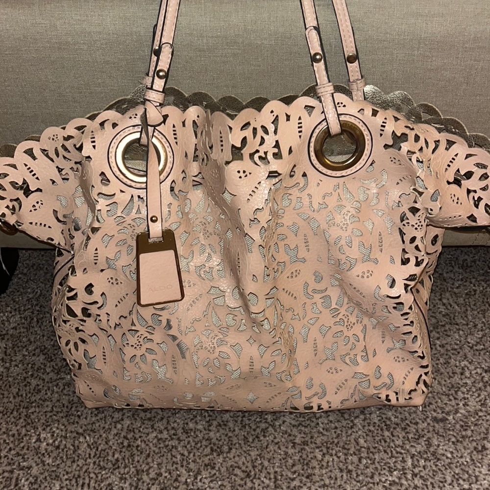 Aldo Lazer Cut Blush Pink Tote